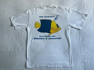 90s Australian Souvenir T-Shirt M Vintage Fish Single Stitch White Barrier Reef 39''
