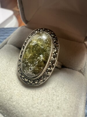 925 Sterling Silver - Green Turquoise Like (?) Ring Sz 8.5 #8834