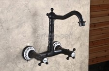 Oil Rubbed Bronze Kitchen Sink Faucet Cross Handles Mixer Tap Wall Mounted