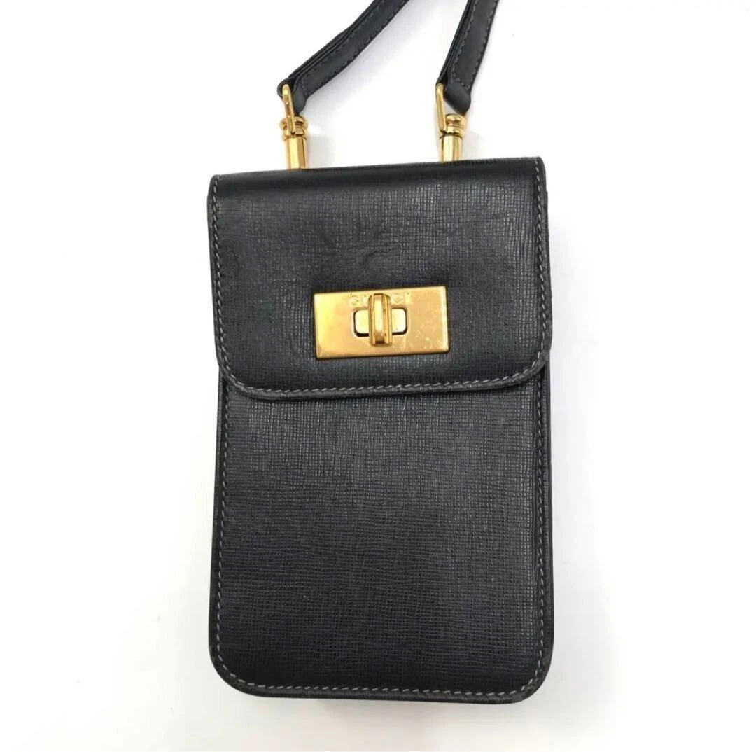 GUCCI Coque Téléphone Cadenas Mini Sac Bandoulière Noir du Japon