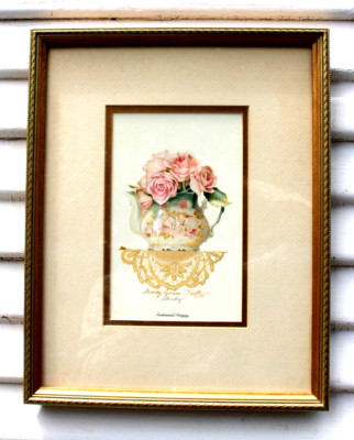 VTG Sentimental Nosegay Sandy Lyman Clough Art Print-Framed and Signed ''1989''