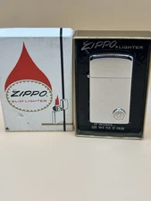 Vintage 1977 US Steel Emblem HP Chrome Slim Zippo Lighter In Original Box