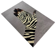 Tapis Design ZEBRA 200x300 Cm Tissé À La Main 100% Laine Gris Noir Beige R47