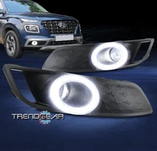 For 2020-2023 Hyundai Venue Front Bumper LED Halo Fog Light Lamp w/Bezel+Harness