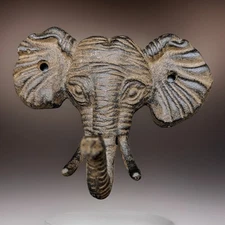 Elephant Head Coat Key Towel Hook Cast Iron Wall Bathroom Rustic Decor