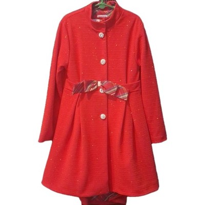 Blueberi Boulevard Girls Red Dress and Coat Set Size 8