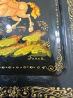 VTG LARGE PALEKH RUSSIAN LACQUER BOX MOOSE HORSES SIGNED V POPOV W/ PAPERS — photo 3