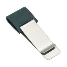 Notebook Pen Holder, Stainless Steel Clip with Leather, Blue