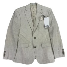 Bar III Mens Slim Fit 100 Linen Solid Suit Jacket Tan 36S