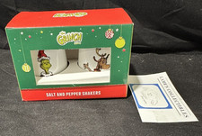 The Grinch Dr Suess Salt and Pepper shakers ceramic 3" tall Christmas decoration