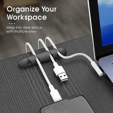 VIKEFON USB Cable Cord Winder Silicone Self Adhesive Wire Management Clips