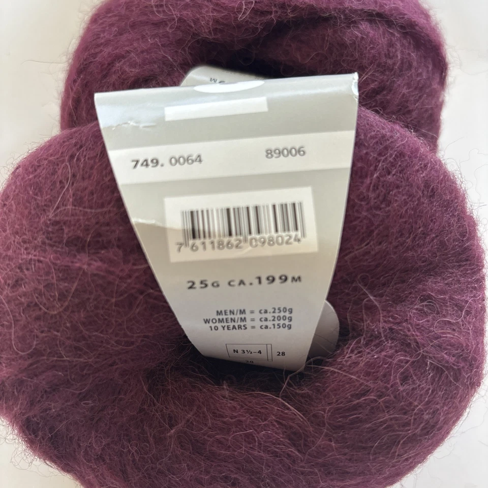 Lang Yarns Alpaca Superlight Lot of 4 Luxe Soft 199m Burgundy - Image 3 of 3
