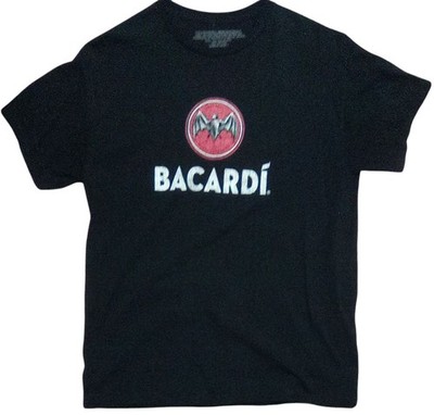 Bacardi Men s Large Black T-Shirt Short Sleeve Graphic Logo Casual Wear