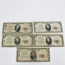 1929 $5 $10 $20 Assorted Pennsylvania National Currency Notes Lot of 5 #C939-2