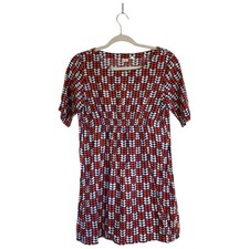 ORLA KIELY x Uniqlo Tunic Top Mini Dress Blue Orange White Geometric Size Medium