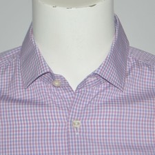 HUGO BOSS Lenz Slim Fit Blue Check Egyptian Cotton Dress Shirt Sz 15