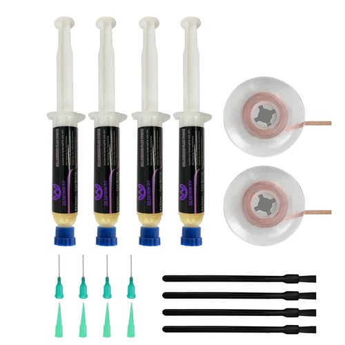 4-pack no clean soldering flux paste,solder flux with 2 solder wick braid for...