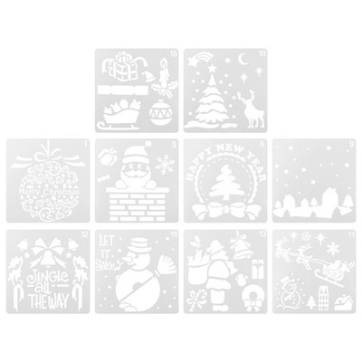 10pcs Weihnachtsmalerei Vorlage DIY -Plastikmalerei Schablone für DIY (weiß)