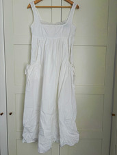 ASOS DESIGN White Sleeveless Square Neck Maxi Dress Pockets Lace UK 8
