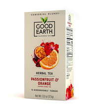 Good Earth Tea Sensorial Blend Passionfruit  Orange Herbal Tea, 3 Teabags Pack