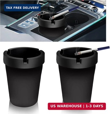 2PCS Car Ashtray with Lid Smell Proof,Self-extinguishing Smokeless Ashtray for C