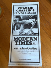Vintage Original 1950s Charlie Chaplin Poster Modern Times Great Condition