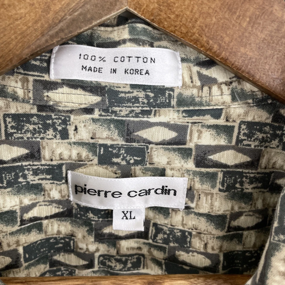 Pierre Cardin Shirt Mens XL Multicolor Diamond Print Long Sleeve Button Cotton - Image 3 of 4
