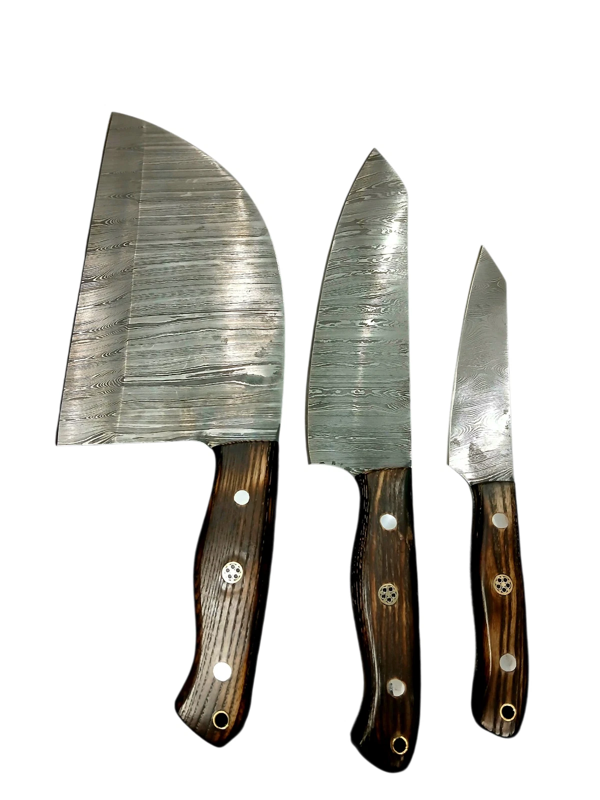 Damascus Kitchen Knife Set, 3 PCS 67-Layers ashwood handle with leather pouch
Opens in a new window
