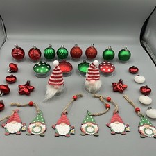 31 Pieces Christmas Gnome Wooden Hanging Ornaments  Heart Ball Round New Open B