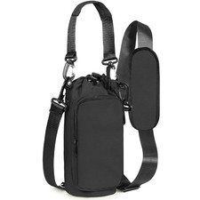 Insulated Water Bottle Carrier with Adjustable Strap - 16-40oz, Black