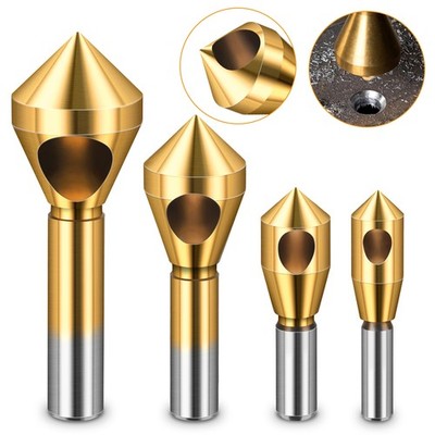 4x 1/4''Titanium Countersink Drill Bit Set HSS 90° Chamfering Tool for Wood Metal