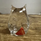 Vintage Murano Clear glass owl figurine Paperweight Very Nice Condition 3” Tall