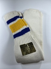 Mens VTG Tube Sport Socks Yellow/Blue Stripes Size 9-17 Cotton Blend Cushion 90s