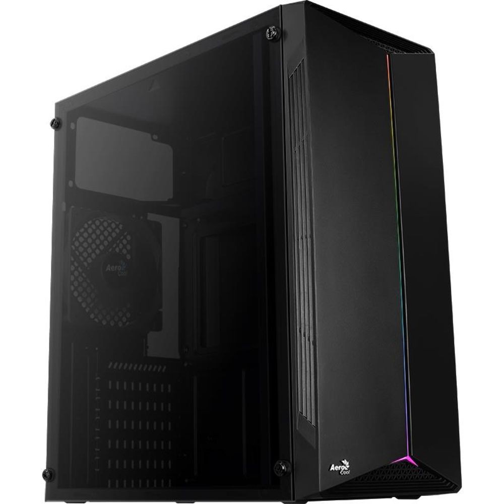 Aerocool Split Midi-Tower PC-Gehäuse schwarz Acryl Seitenfenster RGB-LED-Front