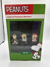 NIB Peanuts 3 Piece Christmas 26  Lighted Pathway Markers Snoopy  Charlie Brown