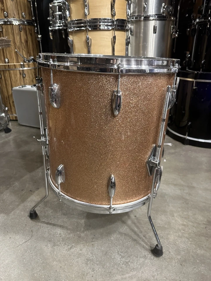 16" GRETSCH Piso Tom Tambor INSIGNIA REDONDA VINTAGE AÑOS 60 NARANJA BRILLO?? #MI2 Foto 3 de 4