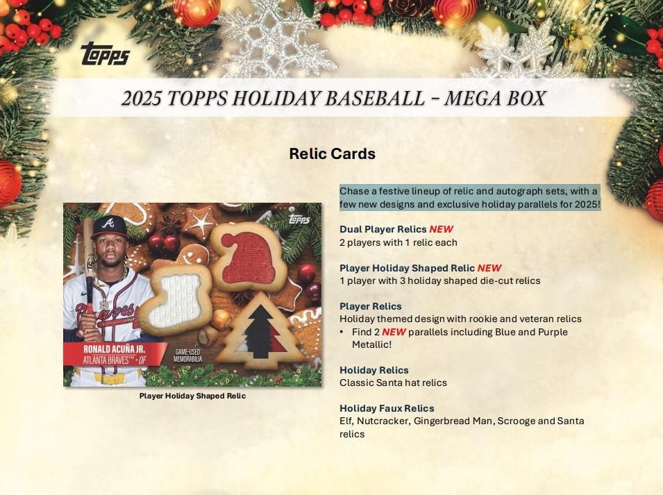 【topps完売品】Topps 2025 Holiday Mega 10箱 Amazon.com: 2025 Topps Holiday Baseball Sealed Mega Box (10 Packs