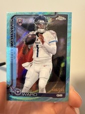 Topps 2025 Chrome Cam Ward Blue Wave Rookie Serial Numbered /299 Titans #314