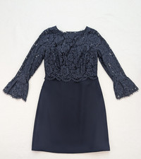 RSVP by Talbots Women's Dress Size 6P Navy Blue Lace Sheath