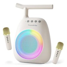 Karaoke Machine for Adults Kids, Mini Portable Bluetooth Speaker with 2 Beige