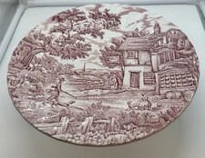 Myott The Hunter Rose, Pink & White Scene, England: Dinner Plate, 9 3/4"