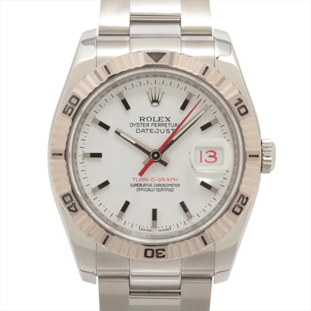 Rolex Datejust Turn-O-Graph 116264 SS×WG SS AT white dial