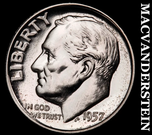 1957 Silver Roosevelt Dime - Choice Gem Proof  Lustrous  No Reserve  #G8393