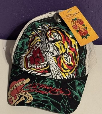 Vintage Ed Hardy Trucker Hat Tiger Rhinestone Mesh Cap New Y2K Von ...