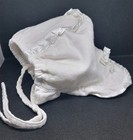 Baby Bonnet Cotton Christening Baptism White Toby Brand Bows — photo 1