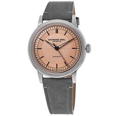 New Raymond Weil Millesime Automatic Salmon Dial Men's Watch 2925-STC-80001