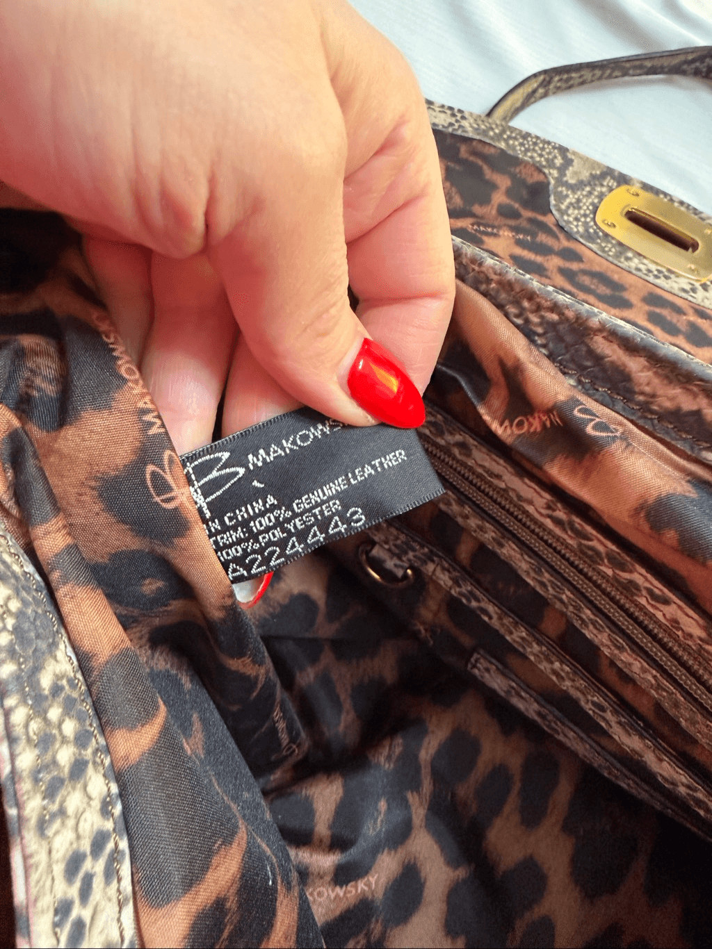 B. Makowsky Python Print Leather Shoulder Bag Han… - image 12