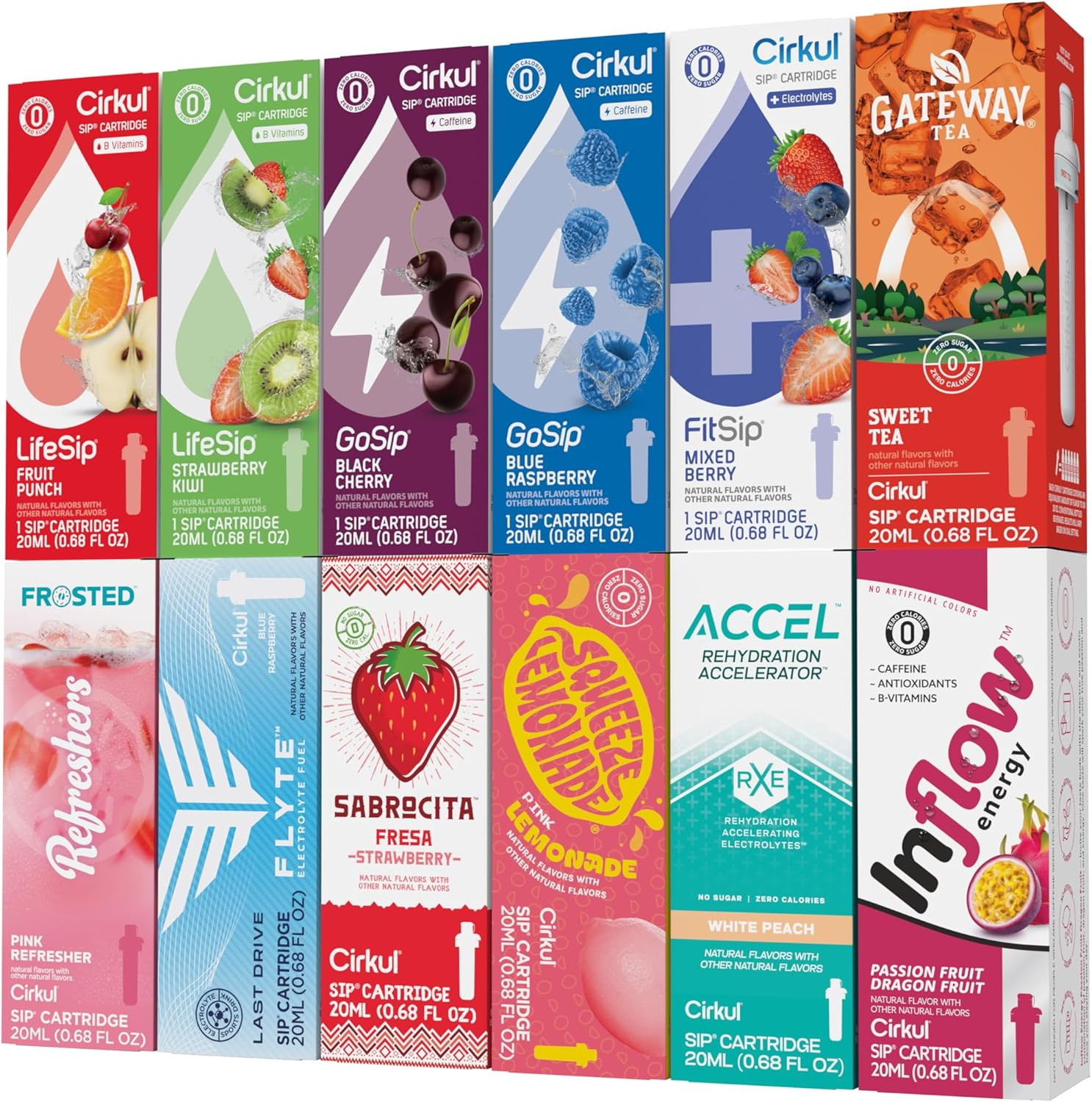 Paquete favorito de los fanáticos con 12 cartuchos de sabor, cero calorías y bebida sin azúcar
