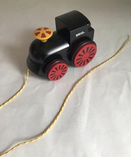 Black Brio Pull Train Engine Car Toy Red Wheels Yellow