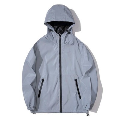 NEW SIZE Night Reflective Jackets Double Fabric Windbreaker Hooded Jacket Men